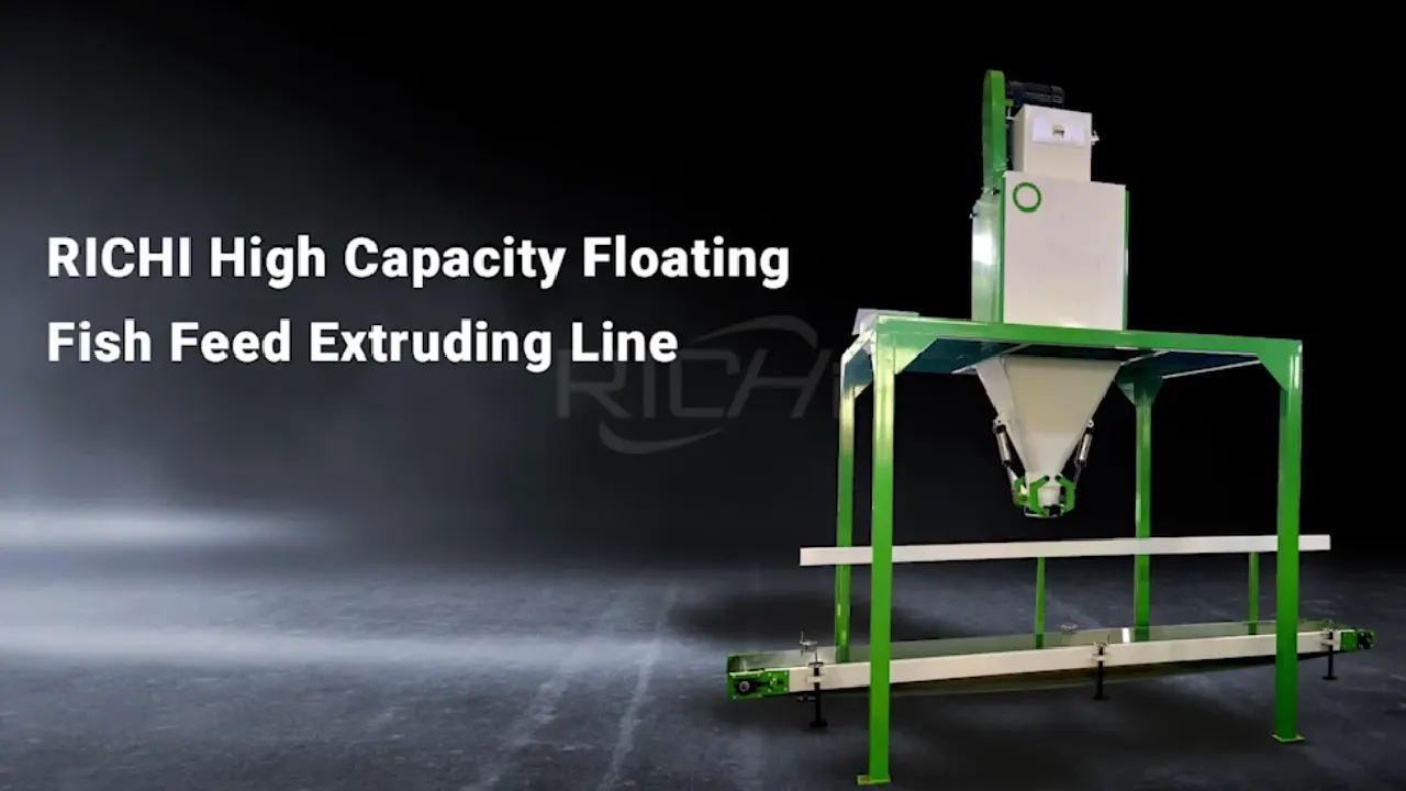 Featured images from a video of a floating fish feed extrusion production line
