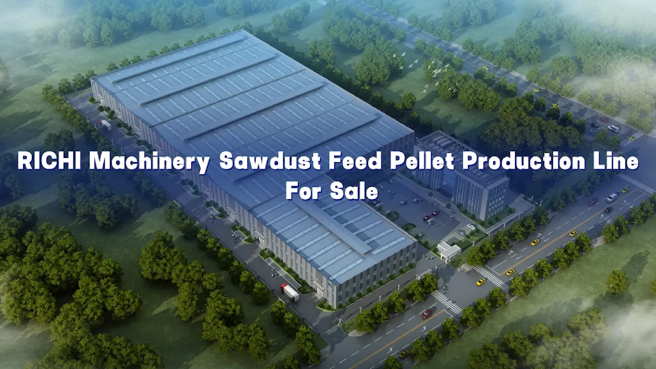Featured images from a video showcasing the trial operation of a sawdust pellet mill factory