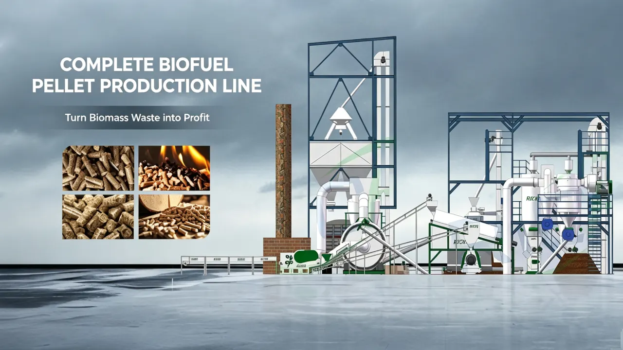 Full automatic biofuel pellet production line, turn biomass waste into profit with industrial wood pellet manufacturing equipment
