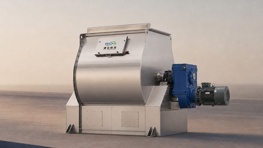 Horizontal feed raw material mixing machine for animal feed pellet line