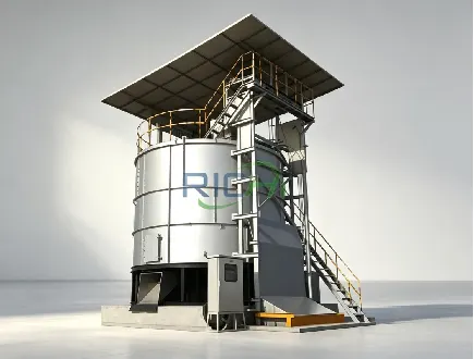 RICHI vertical fermentation tank, sealed aerobic composting equipment for cow dung and livestock manure treatment
