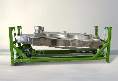 Vibrating grading screener for finished pellet size classification