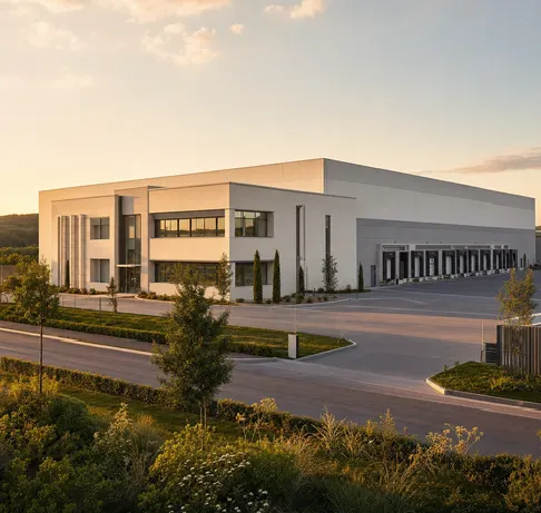 Complete cat litter pellet production plant exterior factory building