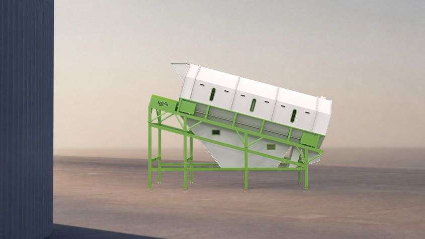 Rotary vibrating grading screen machine to separate uniform size finished feed and biomass pellets