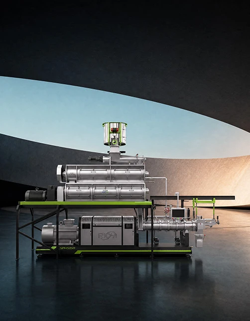 Twin screw floating fish feed extruder machine display image
