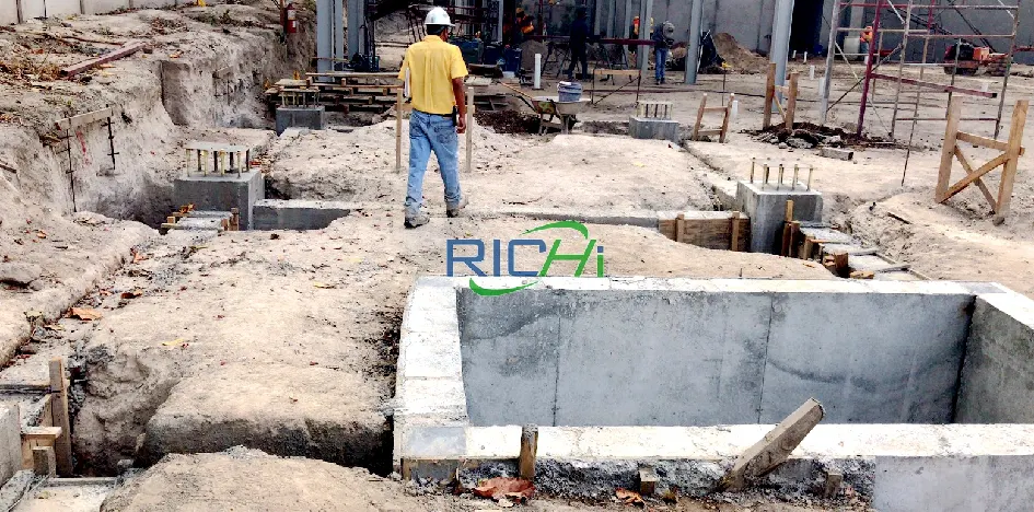Construction foundation site of animal vitamin premix feed production plant, turnkey premixed feed factory project under construction