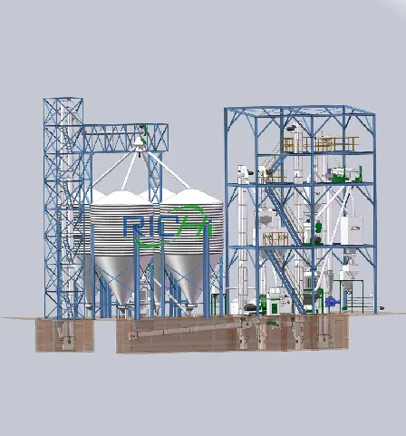 Struktur harga pabrik pakan ternak industri berkapasitas 25–40 tph yang dilengkapi sistem silo untuk biaya produksi skala besar