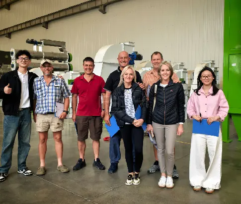 South Africa customer factory visit photo at RICHI animal feed pellet machine manufacturing workshop